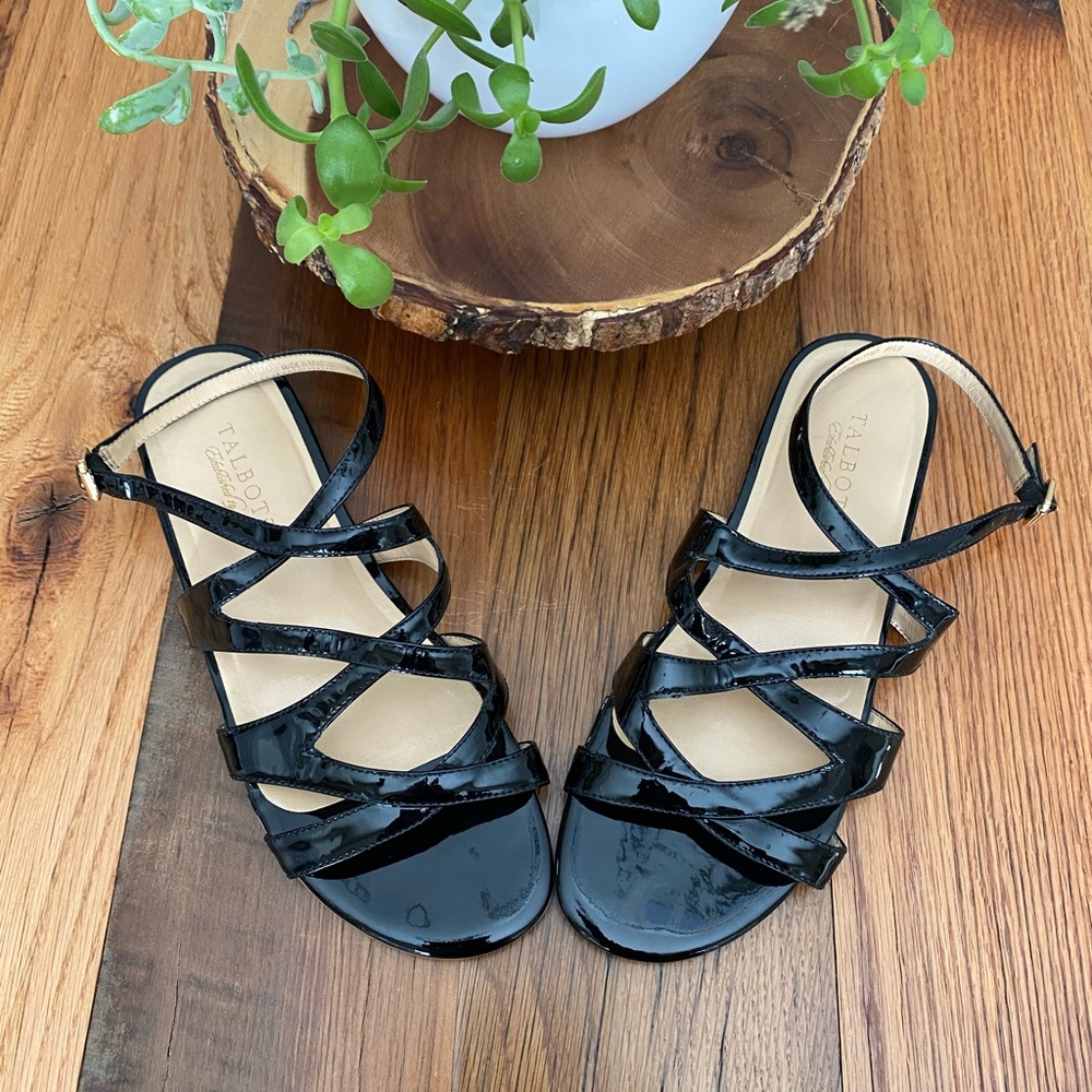 Black Patent Leather Gladiator Sandals